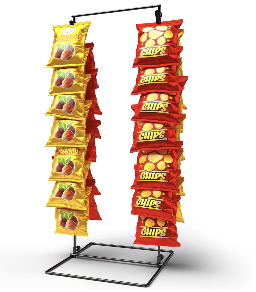 ZYP Potato Chip Rack Display with 40 Clips,4-Row Retail Display